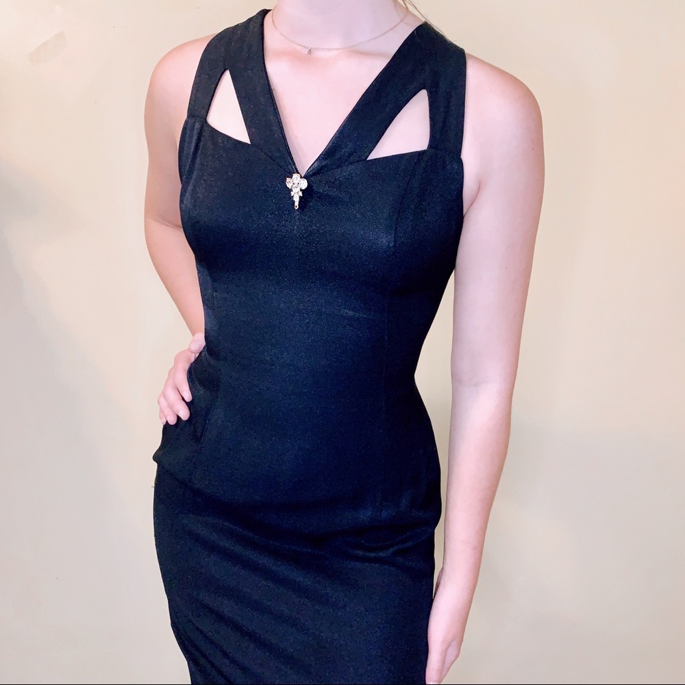 VTG 90’s Gunne Sax Black Formal Gown Jewel Detail